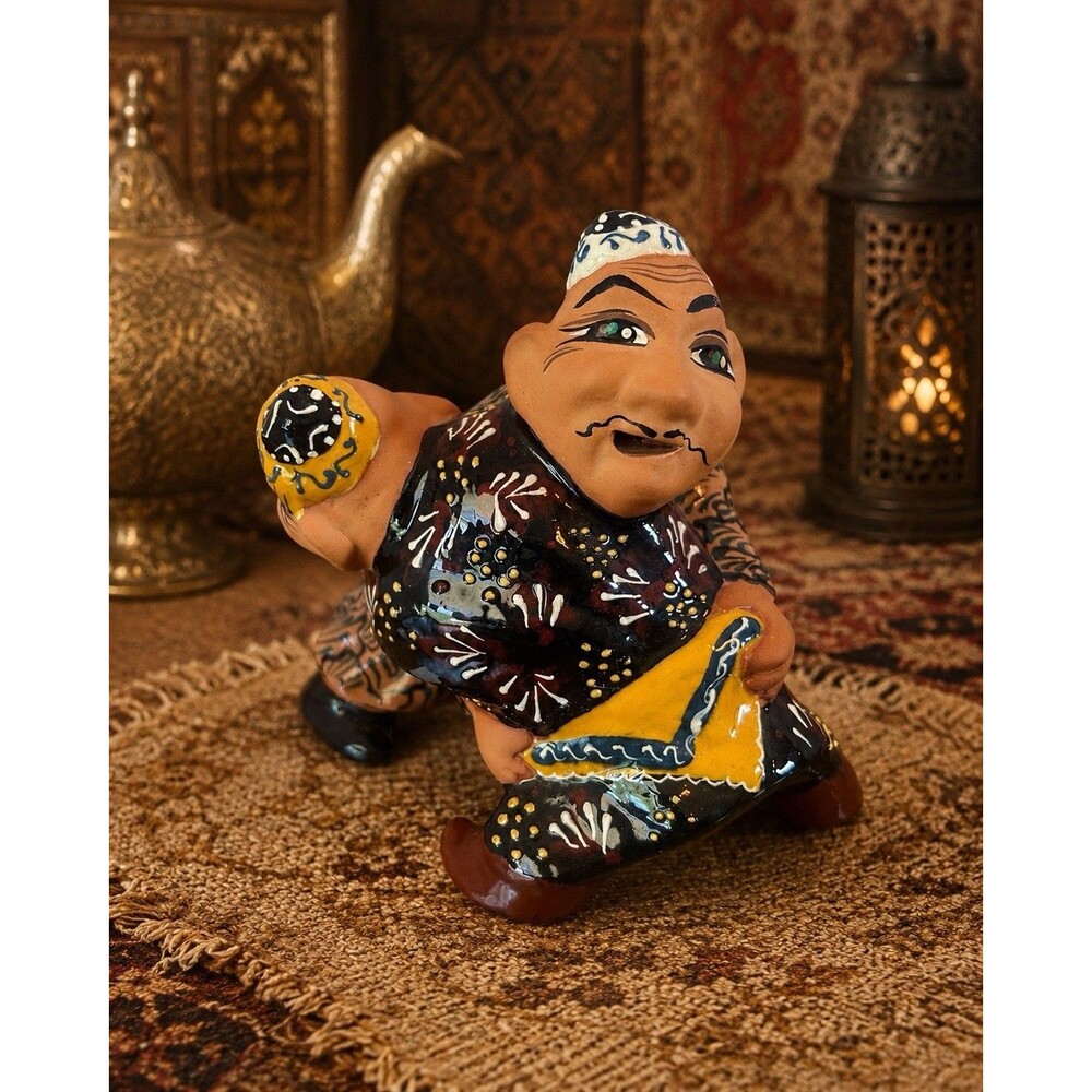Vtg Uzbek Wrestlers Ceramic Figurine Soviet Folk Art Statue Decor Terra Cotta